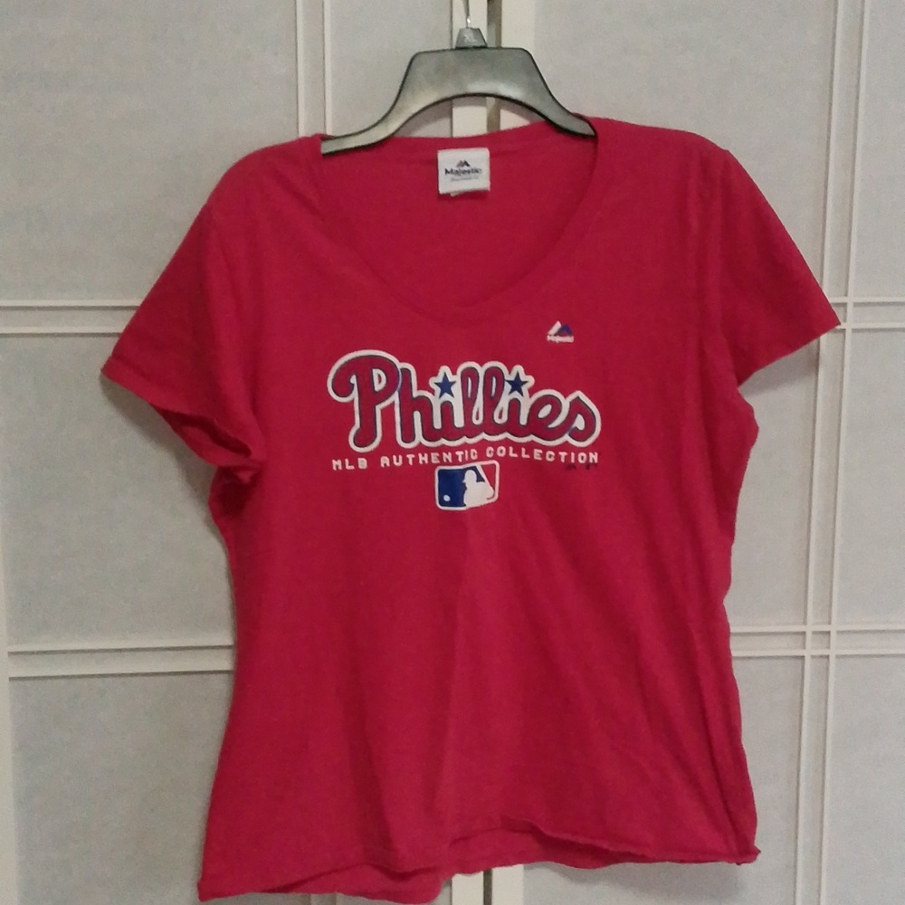 Women's V Neck MLB Phillies T Shirt